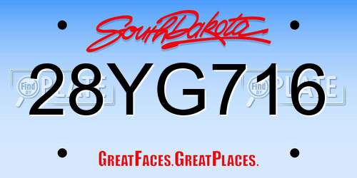 28YG716 South Dakota License Plate