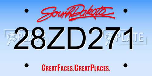 28ZD271 South Dakota License Plate