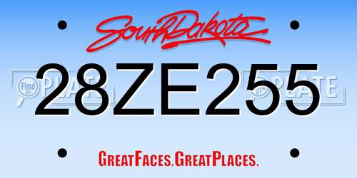 28ZE255 South Dakota License Plate
