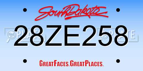 28ZE258 South Dakota License Plate