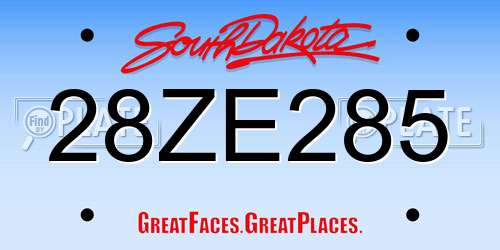 28ZE285 South Dakota License Plate