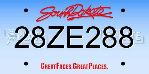 28ZE288 South Dakota License Plate