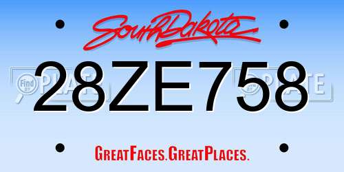 28ZE758 South Dakota License Plate