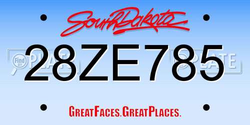 28ZE785 South Dakota License Plate