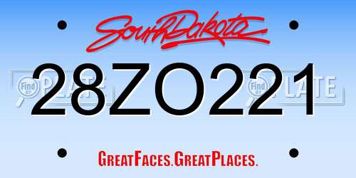 28ZO221 South Dakota License Plate