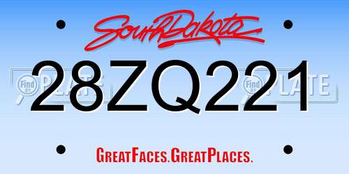 28ZQ221 South Dakota License Plate