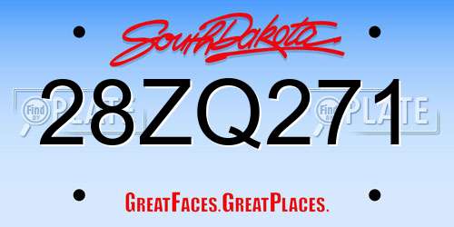 28ZQ271 South Dakota License Plate
