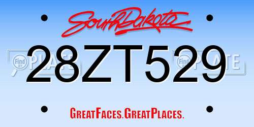 28ZT529 South Dakota License Plate