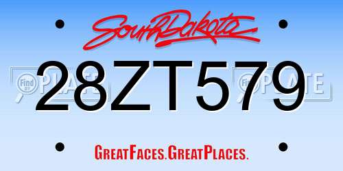 28ZT579 South Dakota License Plate