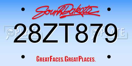 28ZT879 South Dakota License Plate