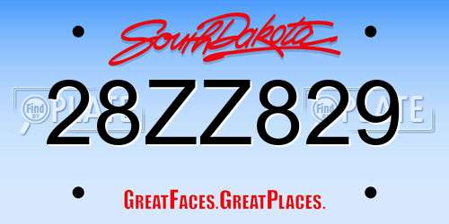 28ZZ829 South Dakota License Plate