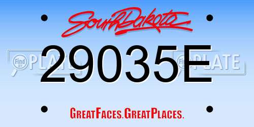 29035E South Dakota License Plate