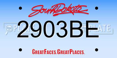 2903BE South Dakota License Plate