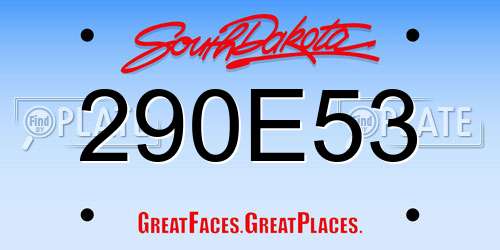290E53 South Dakota License Plate