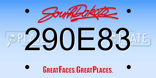 290E83 South Dakota License Plate