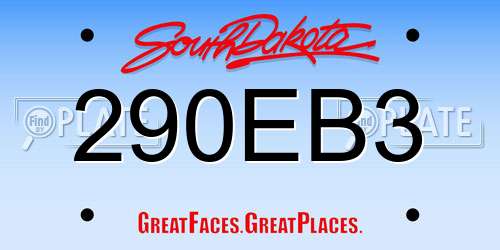 290EB3 South Dakota License Plate