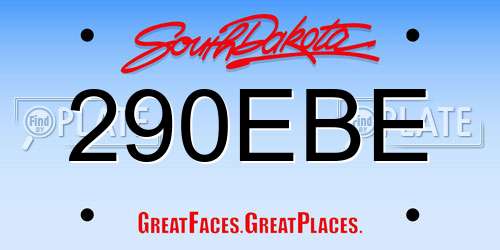 290EBE South Dakota License Plate