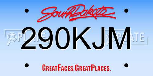 290KJM South Dakota License Plate
