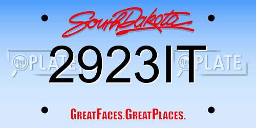 2923IT South Dakota License Plate