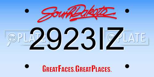 2923IZ South Dakota License Plate