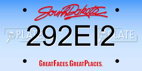 292EI2 South Dakota License Plate