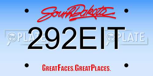 292EIT South Dakota License Plate