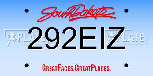 292EIZ South Dakota License Plate