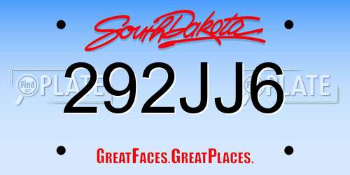 292JJ6 South Dakota License Plate