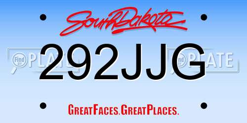 292JJG South Dakota License Plate