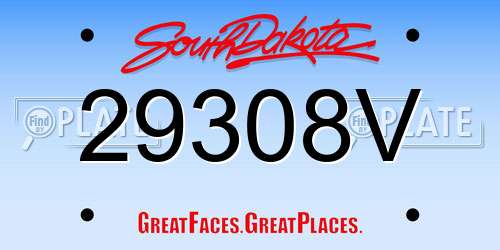 29308V South Dakota License Plate