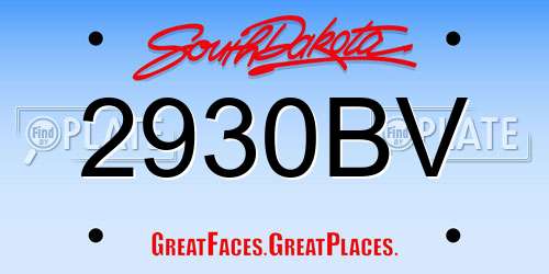 2930BV South Dakota License Plate