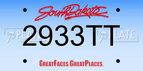 2933TT South Dakota License Plate
