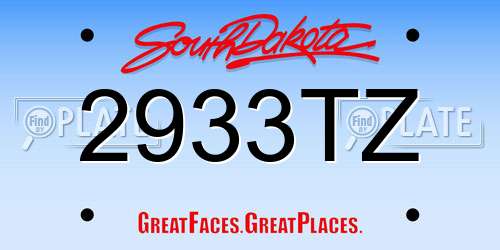 2933TZ South Dakota License Plate