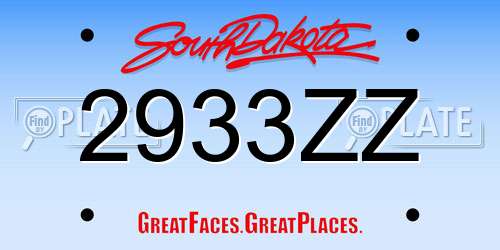 2933ZZ South Dakota License Plate