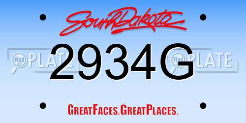 2934G South Dakota License Plate