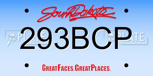 293BCP South Dakota License Plate