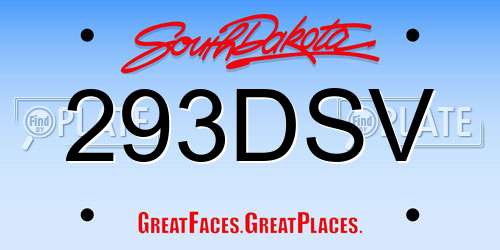 293DSV South Dakota License Plate
