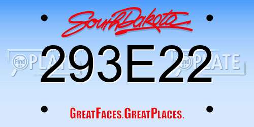 293E22 South Dakota License Plate