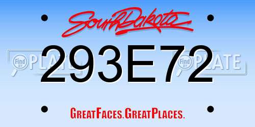 293E72 South Dakota License Plate