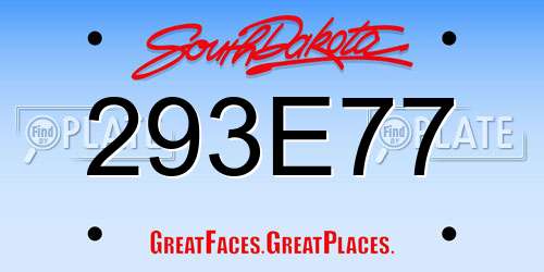 293E77 South Dakota License Plate