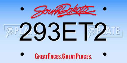 293ET2 South Dakota License Plate