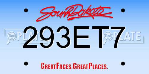 293ET7 South Dakota License Plate