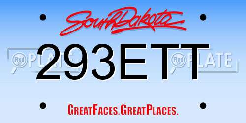 293ETT South Dakota License Plate