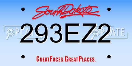 293EZ2 South Dakota License Plate