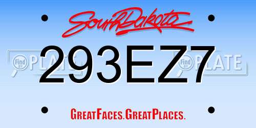 293EZ7 South Dakota License Plate