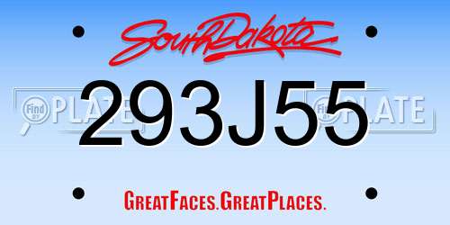 293J55 South Dakota License Plate