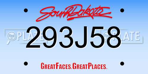 293J58 South Dakota License Plate