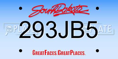 293JB5 South Dakota License Plate