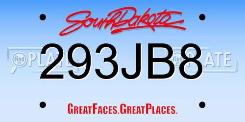 293JB8 South Dakota License Plate