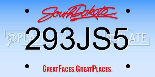 293JS5 South Dakota License Plate